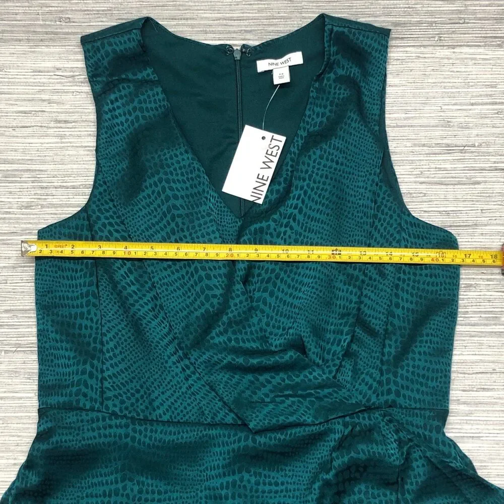 Nine West women's Sleeveless Wrap Mini Dress size M Brazilian teal - Picture 11 of 12